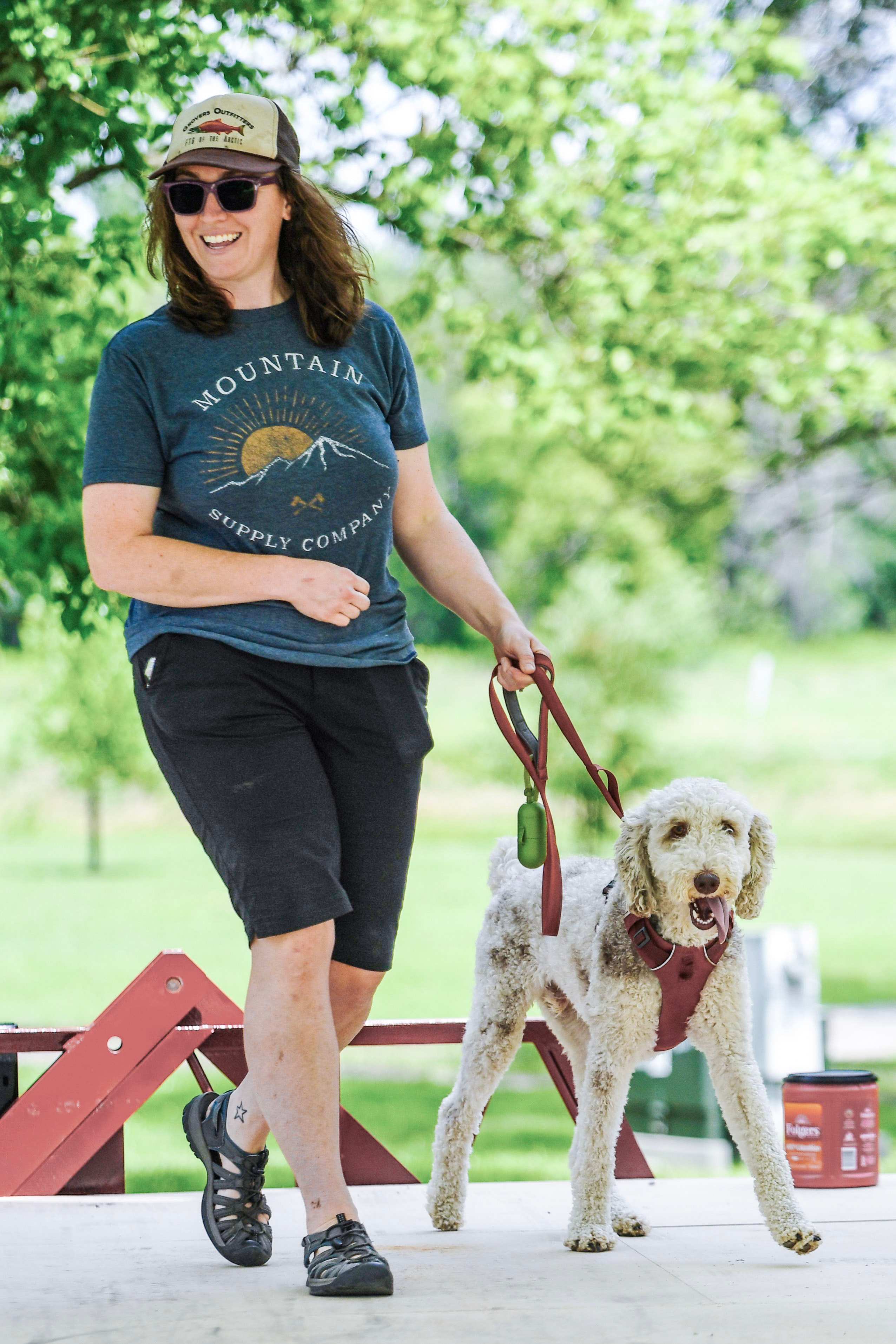 Professional dog trainer with a dog
